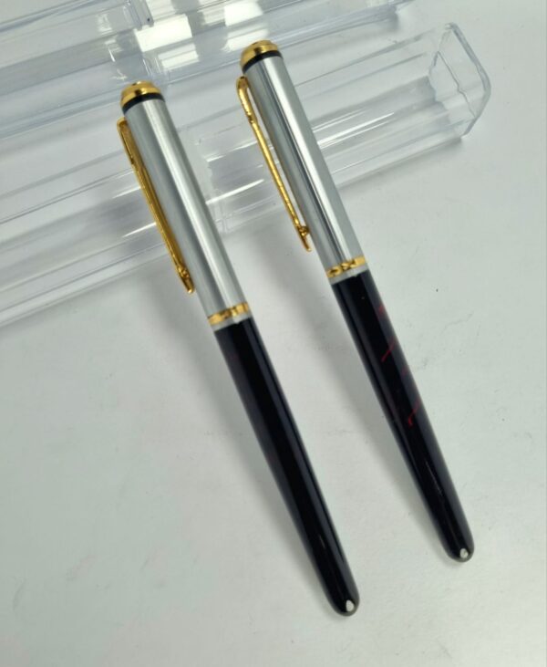 Elegant Two-Tone Ballpen with Gold Accents & Transparent Gift Box